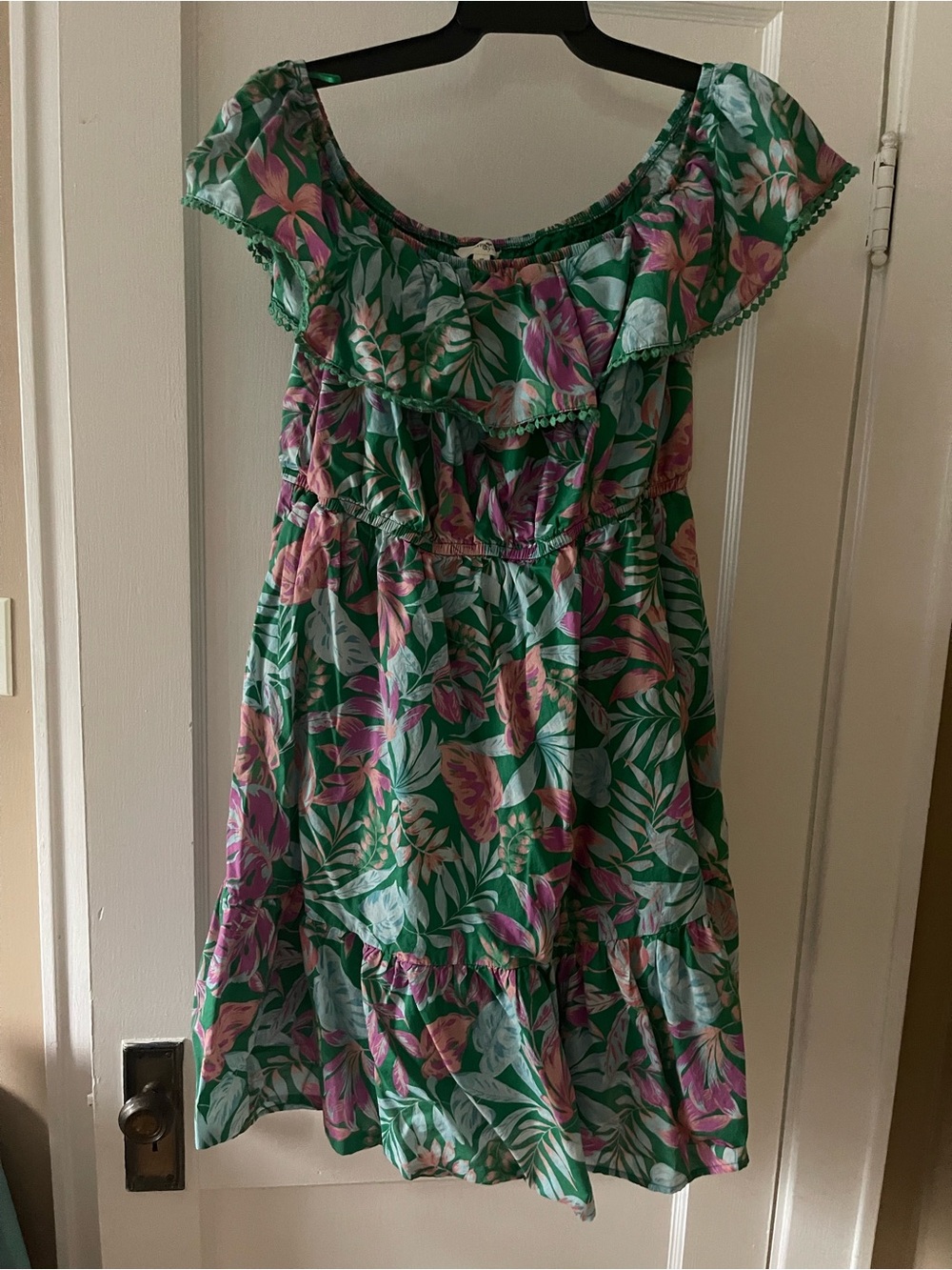 Women’s Plus Tropical Floral Ruffle Dress Tiki